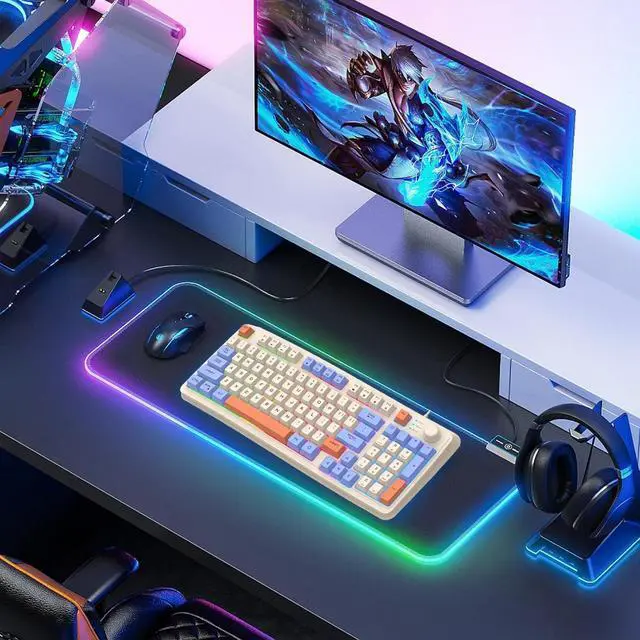 Alt view image 6 of 7 - Luinous Gâing Keyboard - Game Mechanical Keyboard | Rainbow Backlit Keyboard | Rainbow Led Gamming Keyboard with 94 Keys, Compact Numeric Pad, Separate Volume Buttons, PC Keyboard