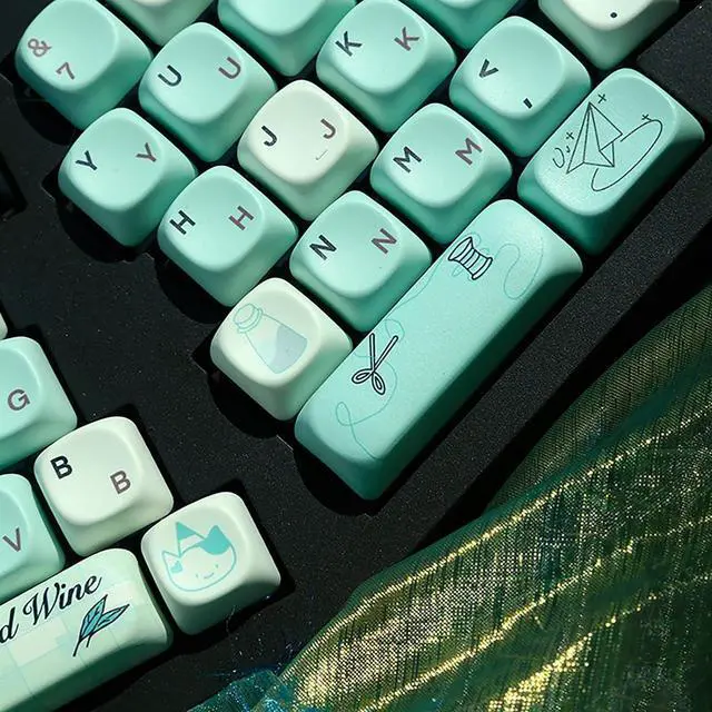 Alt view image 7 of 7 - PBT Green Keycaps Set MOA Profile Cute Keycaps Custom Dye-Sublimation Keyboard Keycaps for 60% 65% 70% 75% 100% Switches Mechanical Keyboard,A