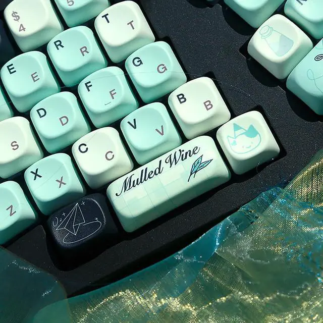 Alt view image 5 of 7 - PBT Green Keycaps Set MOA Profile Cute Keycaps Custom Dye-Sublimation Keyboard Keycaps for 60% 65% 70% 75% 100% Switches Mechanical Keyboard,A