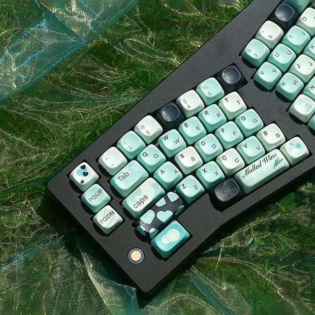 Alt view image 2 of 7 - PBT Green Keycaps Set MOA Profile Cute Keycaps Custom Dye-Sublimation Keyboard Keycaps for 60% 65% 70% 75% 100% Switches Mechanical Keyboard,A