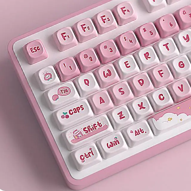 Alt view image 4 of 7 - Mxtroml Custom Keycaps, 120 Kyecaps Pink Cute Bunny PBT Keycaps, MOT Profile, 5-Sided Dye Sublimation, Mechanical Keyboard Keycaps, 60 65 75 100 Percent, USB, Ambidextrous, Keycap Set
