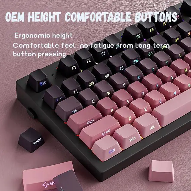 Alt view image 2 of 7 - PBT Keycaps - Side Printed Keycap Set, Double Shot Shine Through Custom Keycaps,Gradient Keycaps OEM Profile 136 Keys for Mechanical Keyboards,Blue