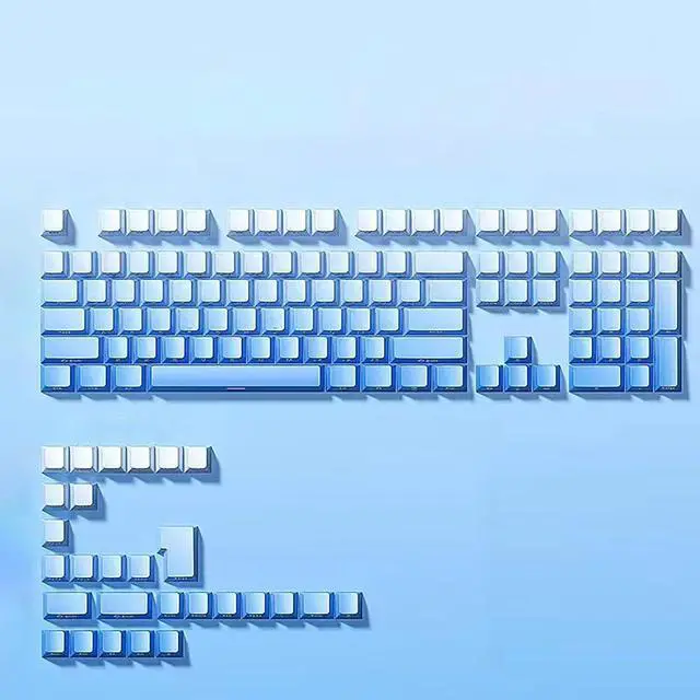 Main image of PBT Keycaps - Side Printed Keycap Set, Double Shot Shine Through Custom Keycaps,Gradient Keycaps OEM Profile 136 Keys for Mechanical Keyboards,Blue