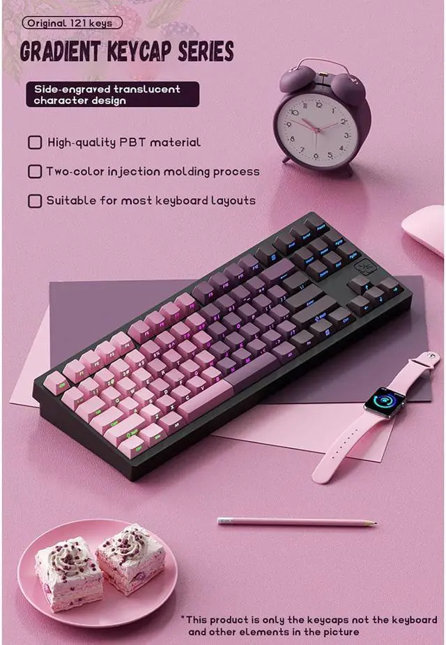 Alt view image 2 of 7 - PBT keycaps,Double Shot Shine Through Custom Keycaps,Gradient Keycaps,Side Printed Keycap,Shine Through keycap for Mechanical Gaming Keyboards,Blue