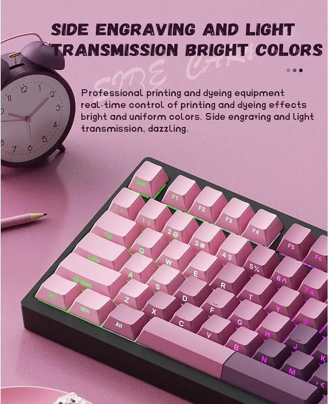 Alt view image 3 of 7 - PBT keycaps,Double Shot Shine Through Custom Keycaps,Gradient Keycaps,Side Printed Keycap,Shine Through keycap for Mechanical Gaming Keyboards,Blue