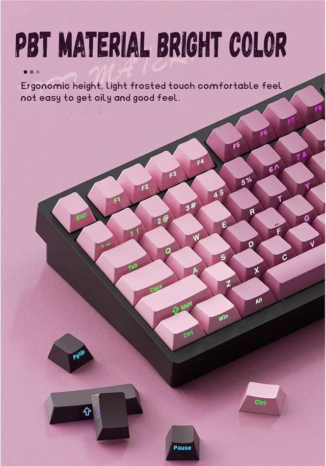 Alt view image 4 of 7 - PBT keycaps,Double Shot Shine Through Custom Keycaps,Gradient Keycaps,Side Printed Keycap,Shine Through keycap for Mechanical Gaming Keyboards,Blue