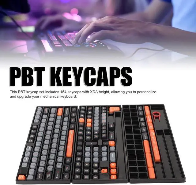 Alt view image 7 of 7 - 154 Key PBT Keycap Set, XDA Height, Five Sided Thermal Sublimation, Mechanical Keyboard Compatible, for 61/87/98/104/108 Keys, with Keycap Puller