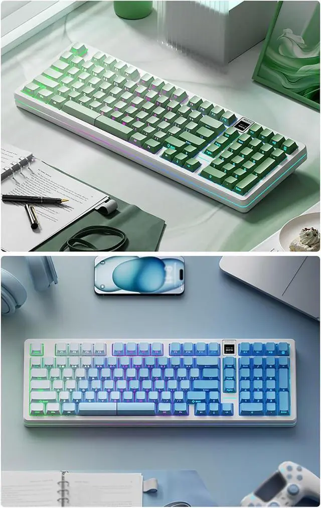 Alt view image 5 of 7 - PBT keycaps,Double Shot Shine Through Custom Keycaps,Gradient Keycaps,Side Printed Keycap,Shine Through keycap for Mechanical Gaming Keyboards,Blue