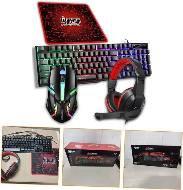 Alt view image 3 of 7 - LIFKICH Complete Gaming Bundle: Keyboard Mouse Headset Pad Led Backlit Keyboard Gaming Mouse Set Canada