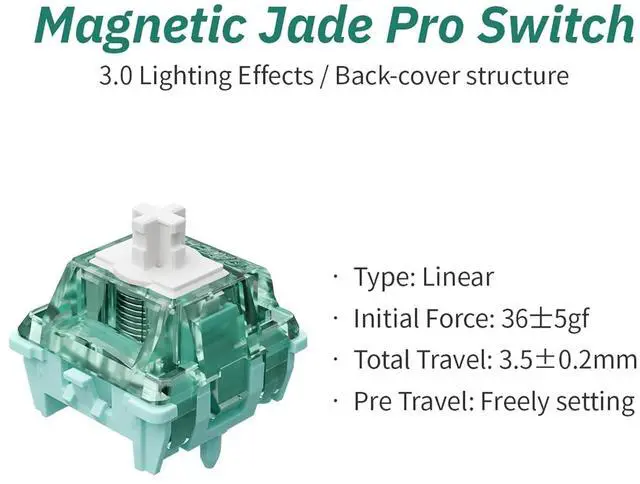 Alt view image 2 of 7 - Gateron Magnetic Jade Pro Keyboard Switches,Longer Spring Factory Pre-lubed Freely Setting Pre-Travel Linear Switches for Magnetic Gaming Keyboard(90PCS)