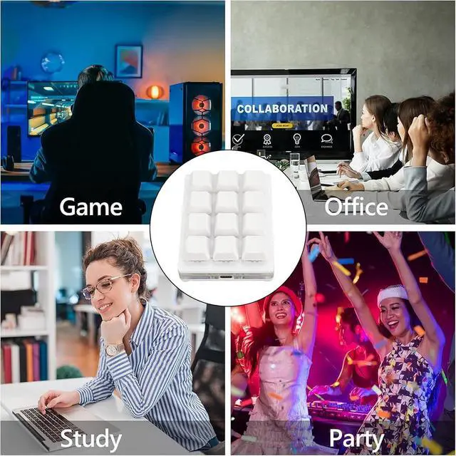 Alt view image 4 of 7 - RGB Mini 12 Key Gaming Keyboard, USB C Wired Macro Mechanical Keypad, Red Switch, Shortcut Custom Gaming Keyboard PC Keypad Key Board for Office Work Game (White)