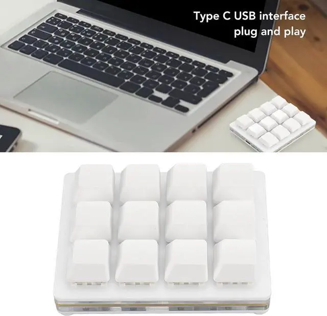 Alt view image 3 of 7 - RGB Mini 12 Key Gaming Keyboard, USB C Wired Macro Mechanical Keypad, Red Switch, Shortcut Custom Gaming Keyboard PC Keypad Key Board for Office Work Game (White)