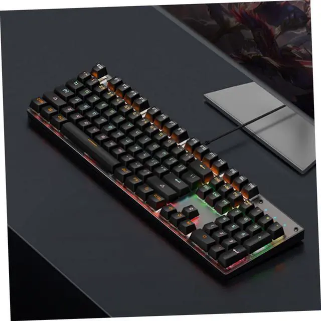 Alt view image 5 of 7 - Hoement RGB Backlit Mechanical Gaming Keyboard High Rebound Ergonomic Design for Computer USB Wired Black