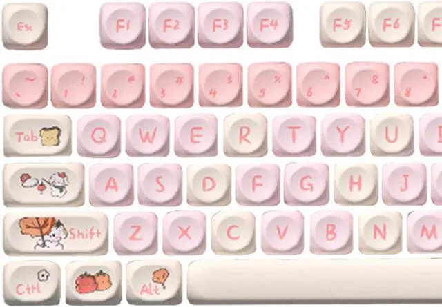Alt view image 4 of 7 - Generic Mechanical Keyboard Keycaps Heat Sublimation Key Caps Replacement Clear Cute Patterns Print Easy Installation Moa Height, Pink 140 Keys