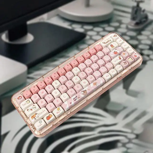 Alt view image 2 of 7 - Generic Mechanical Keyboard Keycaps Heat Sublimation Key Caps Replacement Clear Cute Patterns Print Easy Installation Moa Height, Pink 140 Keys