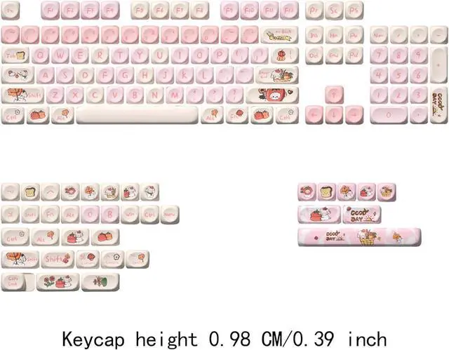 Alt view image 5 of 7 - Generic Mechanical Keyboard Keycaps Heat Sublimation Key Caps Replacement Clear Cute Patterns Print Easy Installation Moa Height, Pink 140 Keys