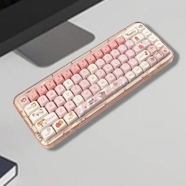 Alt view image 3 of 7 - Generic Mechanical Keyboard Keycaps Heat Sublimation Key Caps Replacement Clear Cute Patterns Print Easy Installation Moa Height, Pink 140 Keys