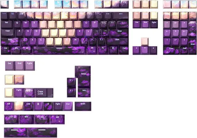 Alt view image 3 of 7 - 108/135 Key Dye Sublimation Key Cap Valley Front Print Backlit Keycap Shining Through Keyboard