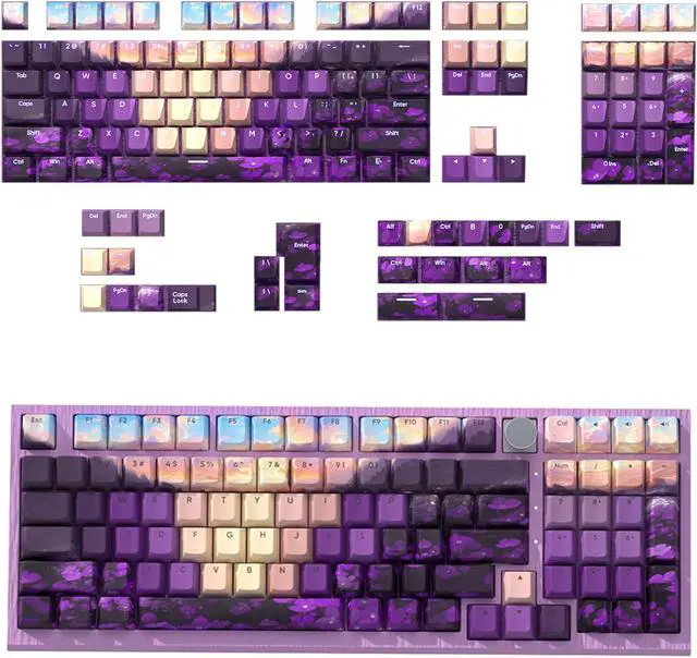 Alt view image 7 of 7 - 108/135 Key Dye Sublimation Key Cap Valley Front Print Backlit Keycap Shining Through Keyboard