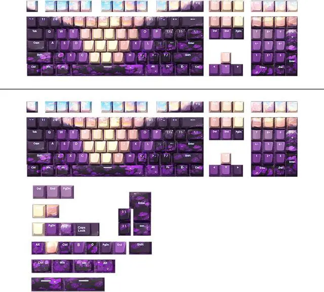 Alt view image 5 of 7 - 108/135 Key Dye Sublimation Key Cap Valley Front Print Backlit Keycap Shining Through Keyboard