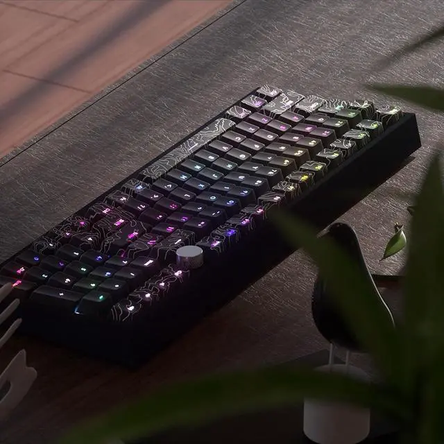 Alt view image 4 of 7 - 108 Key Key Cap Customs Line White Key Cap Set Front Print Backlit Keycap Mechanical Keyboard