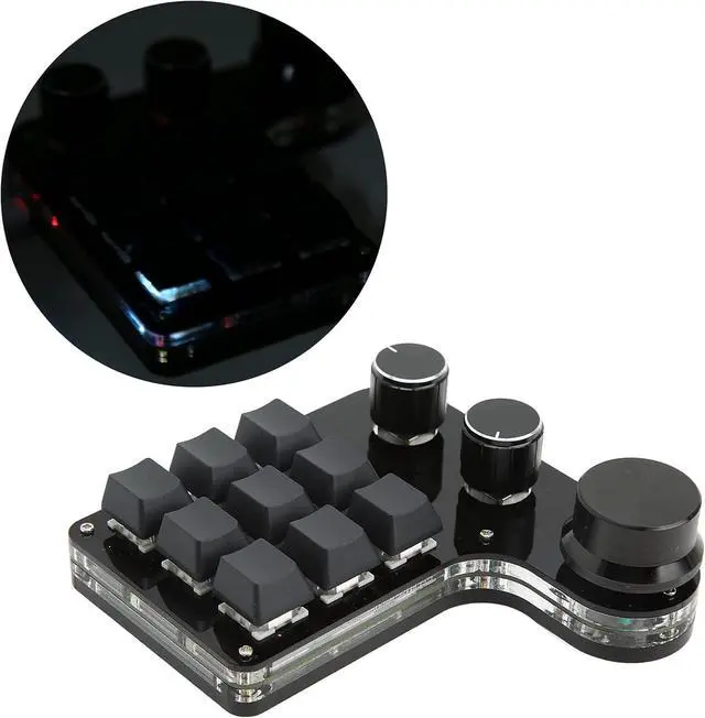 Alt view image 4 of 7 - Mechanical Keyboard, Mini Gaming Keypad, Programmable 9 Key Keypad with 3 Knobs RGB Backlit Blue Switch, Multifunctional Keypad