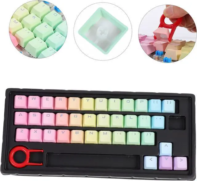 Alt view image 5 of 7 - Artibetter 3 Sets DIY Keyboard Keycaps Red Pbt Gaming Keyboard Unique Home Computer Decor Kit