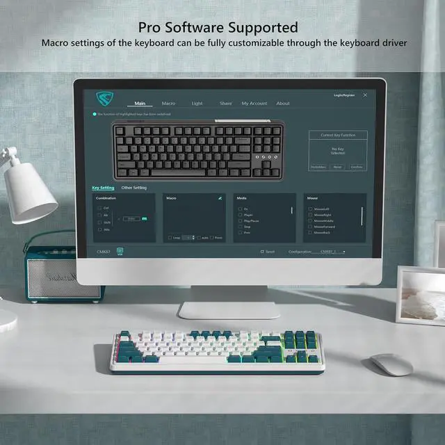 Alt view image 3 of 6 - FL ESPORTS 75% Keyboard, Wireless Gaming Keyboard, 3-Modes Creamy Mechanical Keyboard Hot-Swap, 87 Key RGB Keyboard with Pre-lubed Linear Switch for PC/Tablet/PS/Xbox (Green)