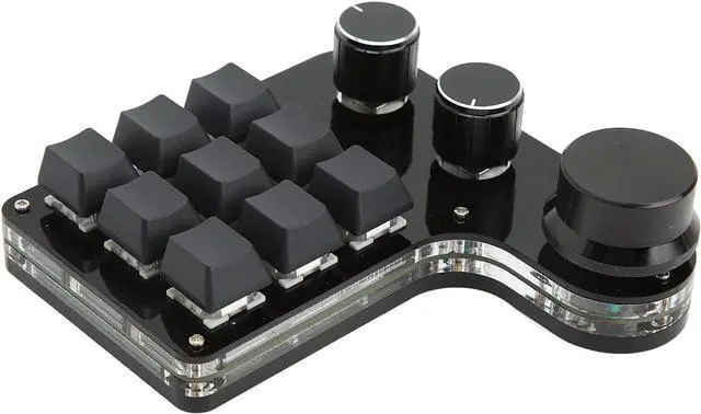 Alt view image 6 of 7 - RGB Backlit Mini Gaming Keypad 9 Key 3 Knob Blue Switch Programmable Suitable for Office Games Music Media Industrial Control Laboratory Production Line Testing Mini Keypad