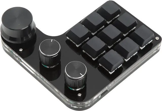 Alt view image 7 of 7 - RGB Backlit Mini Gaming Keypad 9 Key 3 Knob Blue Switch Programmable Suitable for Office Games Music Media Industrial Control Laboratory Production Line Testing Mini Keypad