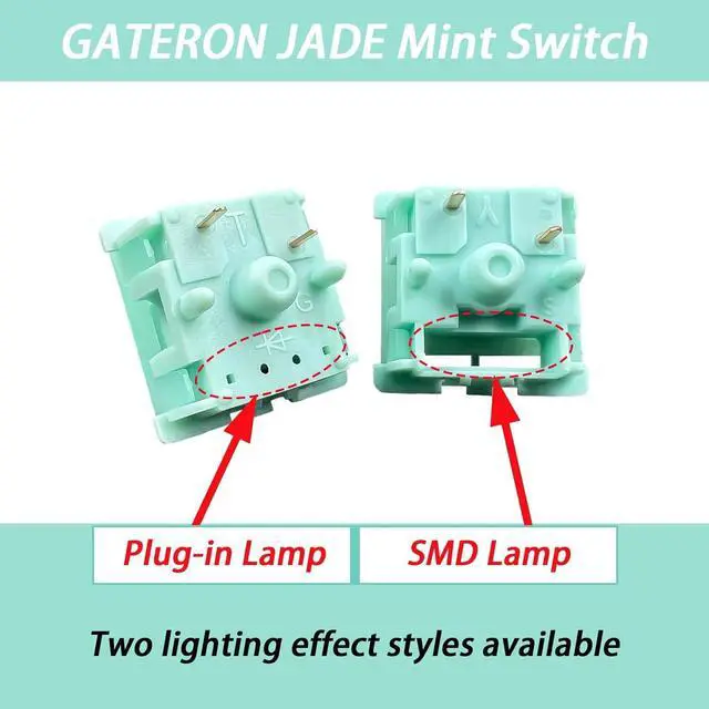 Alt view image 7 of 7 - Kutethy X Gateron Jade Series Mint Keyboard Switch for Mechanical Gaming Keyboard,Dual-Stage Spring 5-Pin Linear Pre-Lubed Switches(Mint,45Pcs)