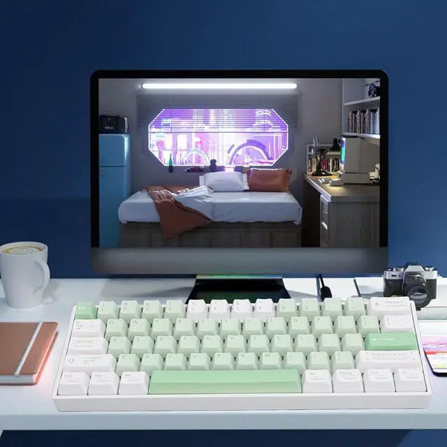 Alt view image 4 of 7 - 60% Mechanical Gaming Keyboard, 2.4G Wire Less RGB Backlit Mechanical Keyboard with Red Switch, Full Key Hot Swappable, 61 Keys Wired Mini Keyboard for PC Gamer