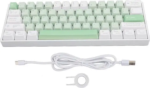 Alt view image 6 of 7 - Mechanical Gaming Keyboard, 61 Keys Type C Wired Mechanical Keyboard, Hot Swappable Blue Switch RGB Backlit Keyboard for Home Office School