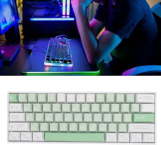 Alt view image 5 of 7 - 60% Mechanical Gaming Keyboard, 2.4G Wire Less RGB Backlit Mechanical Keyboard with Red Switch, Full Key Hot Swappable, 61 Keys Wired Mini Keyboard for PC Gamer