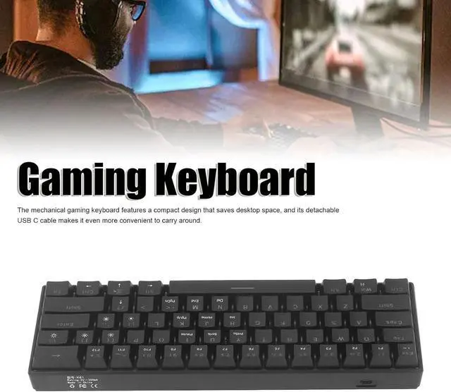 Alt view image 5 of 7 - RockVOQRN Mechanical Gaming Keyboard Compact Red Switches Portable LED Backlit Mini Keyboard for Windows PC Laptop Gaming