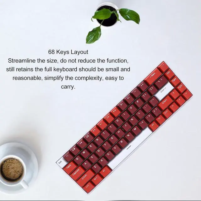 Alt view image 2 of 7 - Portable 60% Mechanical Gaming Keyboard, RGB Dynamic Backlit Compact 68 Keys Mini Wired Office Keyboard with Red Switch for Laptop PC