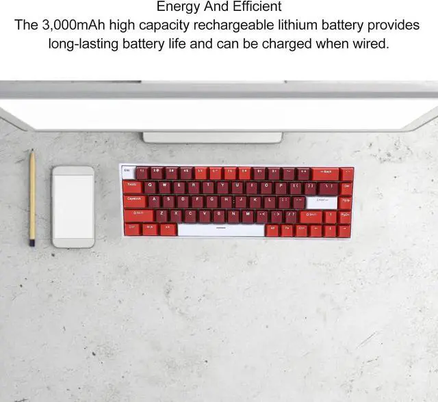 Alt view image 4 of 7 - Portable 60% Mechanical Gaming Keyboard, RGB Dynamic Backlit Compact 68 Keys Mini Wired Office Keyboard with Red Switch for Laptop PC