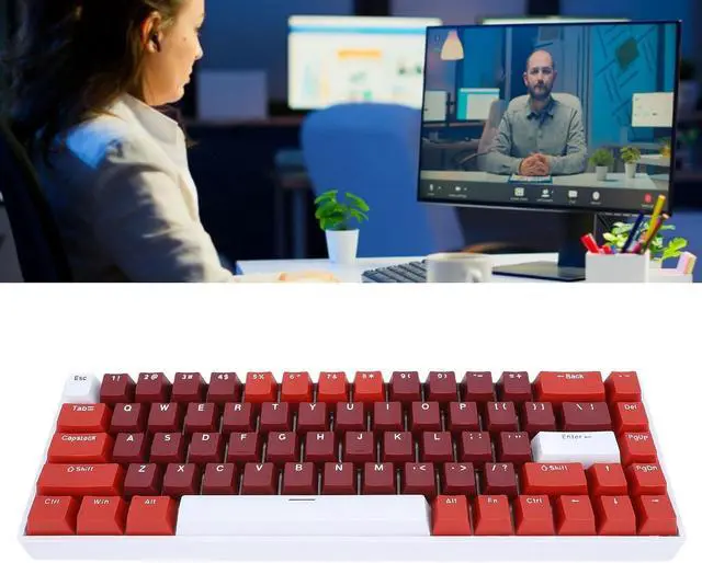 Alt view image 5 of 7 - Portable 60% Mechanical Gaming Keyboard, RGB Dynamic Backlit Compact 68 Keys Mini Wired Office Keyboard with Red Switch for Laptop PC