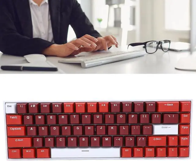 Alt view image 6 of 7 - Portable 60% Mechanical Gaming Keyboard, RGB Dynamic Backlit Compact 68 Keys Mini Wired Office Keyboard with Red Switch for Laptop PC