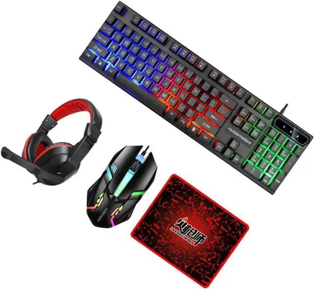 Main image of KONTONTY 1set Wired Gaming Bundle Keys Backlit Keyboard Mouse Mouse Pad and Headset for Office and Game Setup