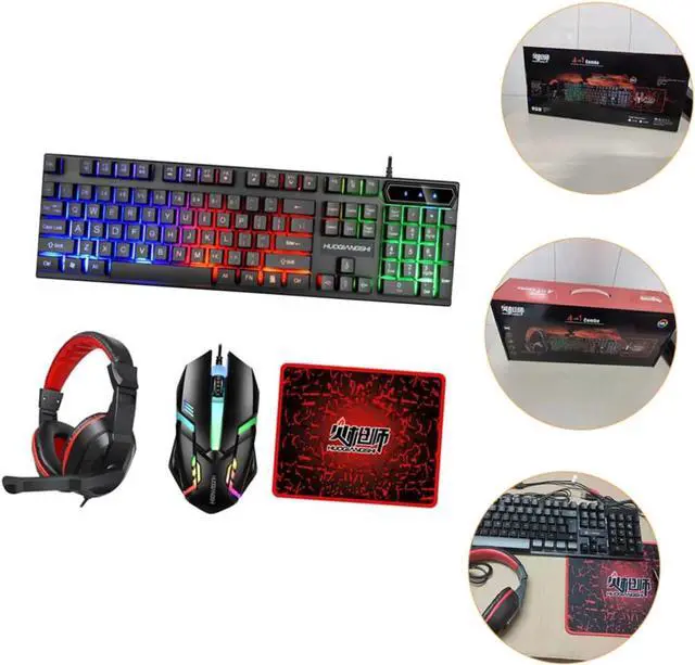 Alt view image 4 of 7 - KONTONTY 1set Wired Gaming Bundle Keys Backlit Keyboard Mouse Mouse Pad and Headset for Office and Game Setup