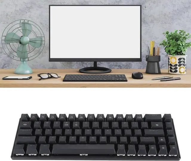 Alt view image 3 of 7 - Mechanical Gaming Keyboard, Hot Swappable Mechanical Keyboard 2.4G 2000mAh Blue Switches 3 Modes 61 Keys for Smartphones for 7 8 10 11 (Black)