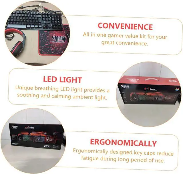 Alt view image 6 of 7 - Uonlytech Premium Gaming Keyboard Mouse Pad Headset Set Led Backlit Comfortable for Extended Gaming Easy to