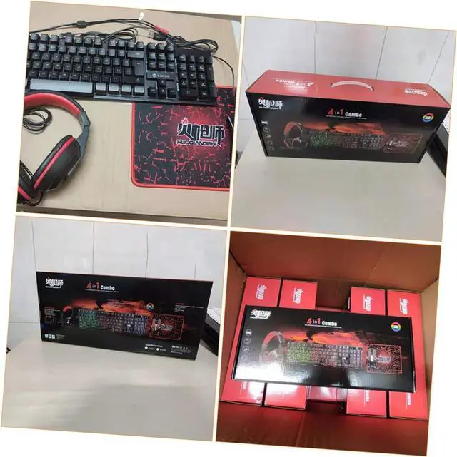 Alt view image 4 of 7 - GAROZATION 1set Wired Gaming Keyboard Backlit Keyboard Gaming Mouse Headset Mouse Pad Ergonomic Design Keys for