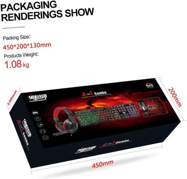 Alt view image 5 of 7 - GAROZATION 1set Wired Gaming Keyboard Backlit Keyboard Gaming Mouse Headset Mouse Pad Ergonomic Design Keys for