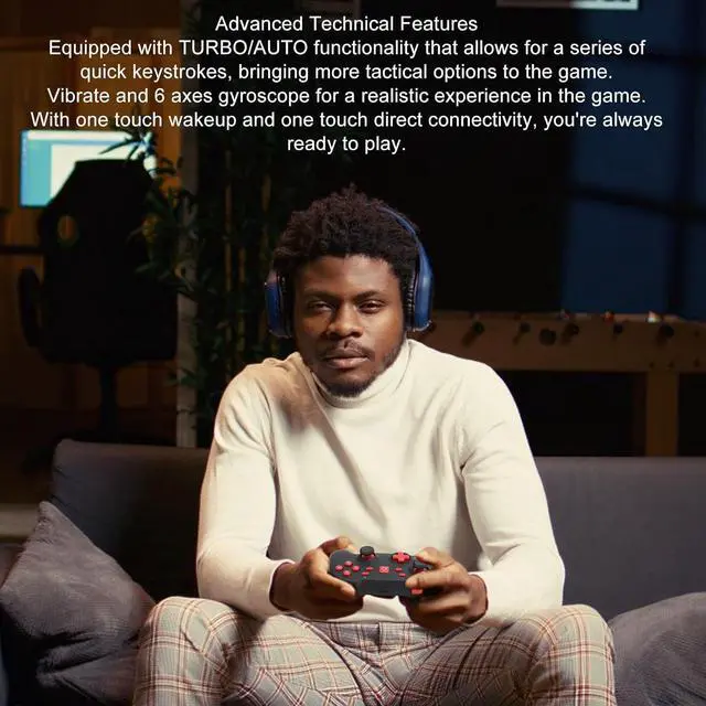 Alt view image 3 of 7 - 5.0 Game Controller, 6 Axes Wakeup Auto Vibration Rechargeable Gamepad with for