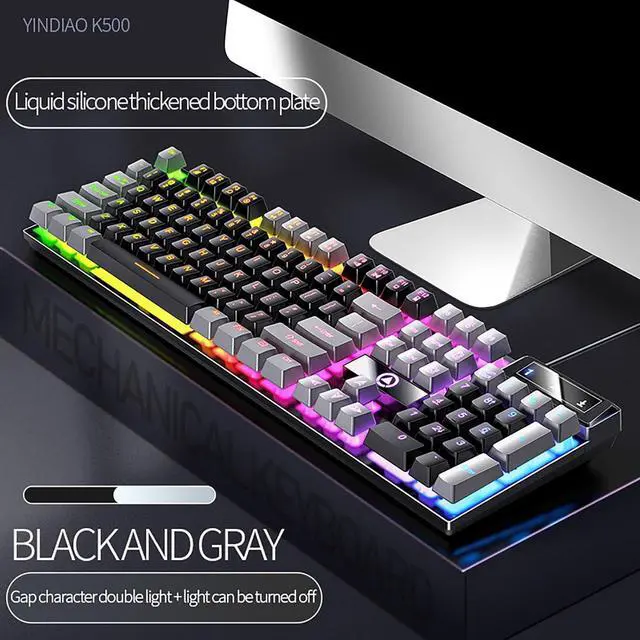 Alt view image 3 of 4 - Lovskoo Floating Gaming Keyboard RGB Backlit Keyboard USB Wired Mechanical Keyboard Ergonomic Portable Keyboard for Computer Laptop Light Up Keyboard Cool Gaming Accessories
