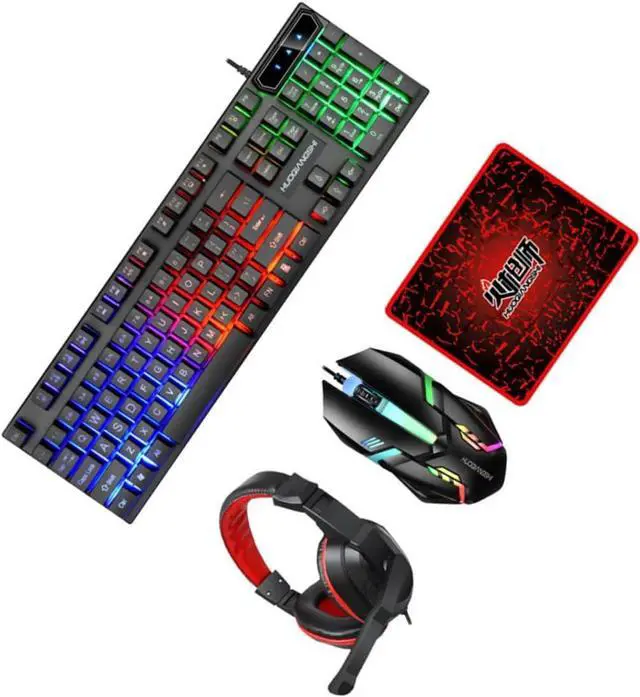 Main image of Homoyoyo 1set Wired Gaming Keyboard Mouse Headset Mouse Pad Led Backlight for Gaming Office Use More No