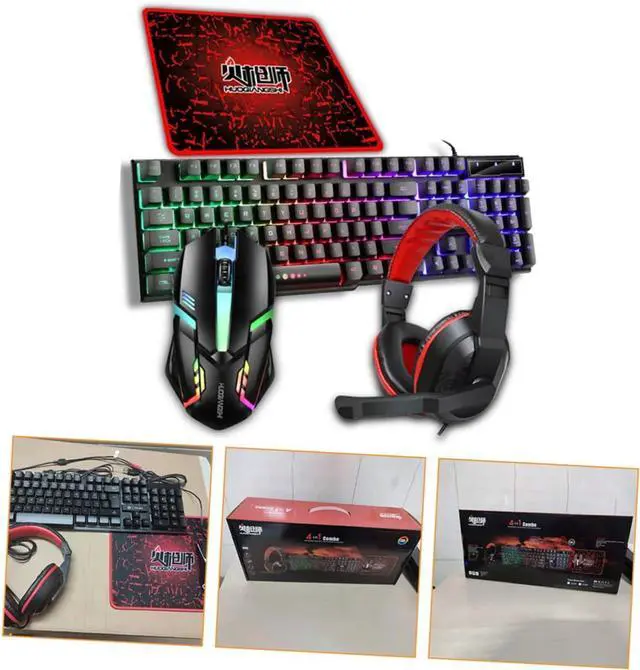 Alt view image 5 of 7 - Homoyoyo 1set Wired Gaming Keyboard Mouse Headset Mouse Pad Led Backlight for Gaming Office Use More No