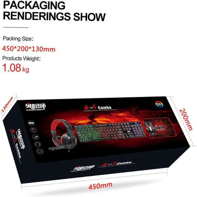 Alt view image 6 of 7 - Homoyoyo 1set Wired Gaming Keyboard Mouse Headset Mouse Pad Led Backlight for Gaming Office Use More No